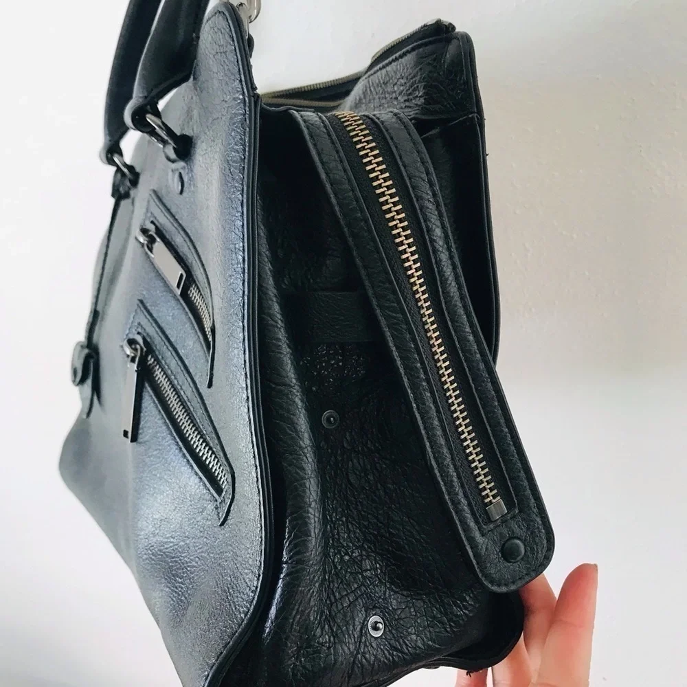 rebecca minkoff black leather jamie satchel /crossbody purse